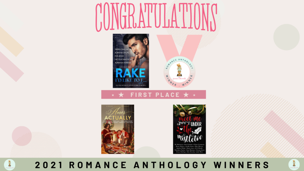 graphic showcasing the Romance Anthology winners